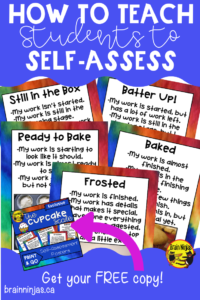 Are your students unrealistic when it comes to reflecting on their own work? Check out this post to help you teach students to self-assess and evaluate their own work with a realistic and easy to understand lesson.