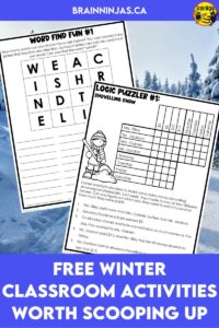Are you looking for some simple and free classroom activities to keep your students busy during the long winter months? We collected many winter activities for language arts, math, scrience, art and some just for fun and put them all together in one big post. You can use these activities for instruction or give them to your students during indoor recess on those long winter days. Come take a look!
