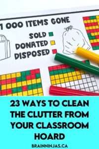 It's time to up your classroom organization game and get rid of the clutter that is drowning you in your own classroom. Come read our huge list of ways to cut back so you can streamline your classroom organization and get rid of the clutter hoard.