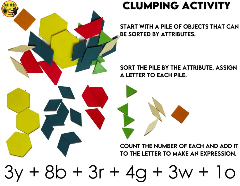 This is an alegbra activity where students sort objects with  common attributes.