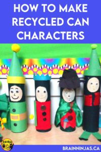 Upcycle cans from your house into these adorable can characters. It's great as a Christmas craft or a language arts character study.