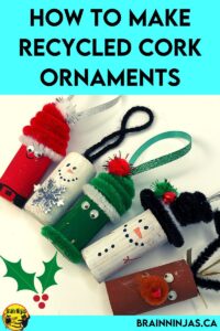 Recycle some of those corks or small round containers to make some adorable Christmas ornaments. This makes a great Christmas craft for the classroom or homeschool. Come get all the instructions and suggestions to make your own.