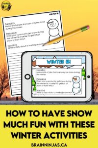 Have snow much fun with all these winter themed snow activities for your upper elementary classroom. There are snow activities for writing, reading, art and classroom community building. Come check out the big list of winter themed activities.