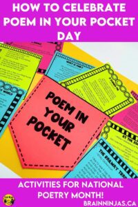 Are you looking for ways to celebrate a love of poetry with your upper elementary students? Try taking part in Poem in Your Pocket Day as part of National Poetry Month. This can be done any time of year and is a great activity to explore poetry throughout your school. Come read the whole post to get ideas how you can celebrate poetry.