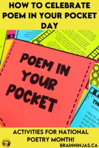 Are you looking for ways to celebrate a love of poetry with your upper elementary students? Try taking part in Poem in Your Pocket Day as part of National Poetry Month. This can be done any time of year and is a great activity to explore poetry throughout your school. Come read the whole post to get ideas how you can celebrate poetry.