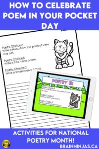 Are you looking for ways to celebrate a love of poetry with your upper elementary students? Try taking part in Poem in Your Pocket Day as part of National Poetry Month. This can be done any time of year and is a great activity to explore poetry throughout your school. Come read the whole post to get ideas how you can celebrate poetry.