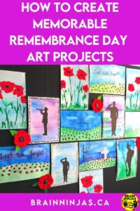 This whole post is full of some our favourite and most beuatiful art projects to use for your Remembrance Day bulletin boards. These go way beyond poppies, so come take a look to see which of these creations your students can use to honour the soliders who have given us Canadians our freedoms.