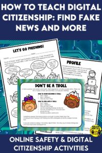 Pages from a digital citizenship lesson created by Brain Ninjas for grades 3-6 in Canada.