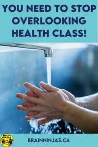Washing hands are shown. Hygiene is part of the new Health and Wellness curriculum written by the Brain Ninjas for Grades 4-6.