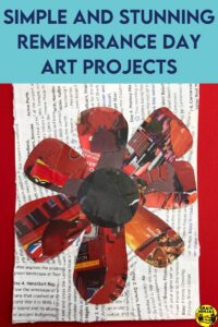 This poppy art project is a mosaic from old magazines and works well for Remembrance Day.